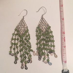 Green beaded boho earrings